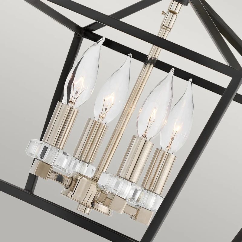 Hinkley LED Hanglamp Stinson | 4X E14 Max 60W | Dimbaar | Black with Polished Nickel