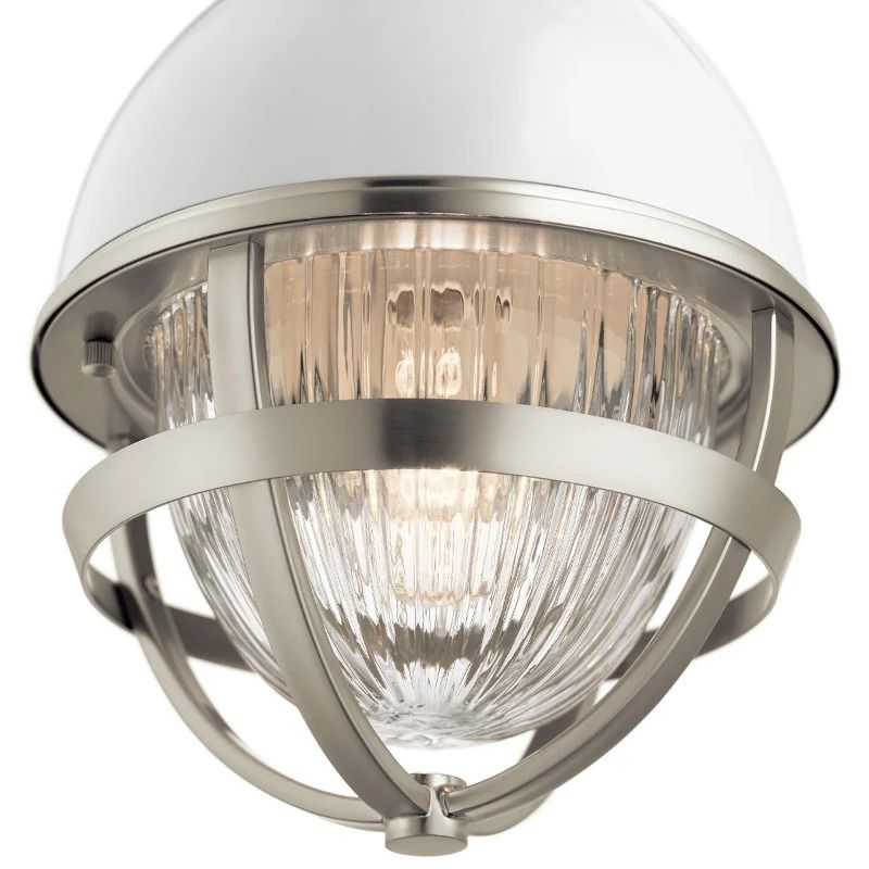 Kichler LED Hanglamp Tollis | 1X E27 Max 40W | Dimbaar | Brushed Nickel & White