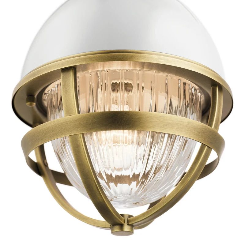 Kichler LED Hanglamp Tollis | 1X E27 Max 40W | Dimbaar | Natural Brass & White