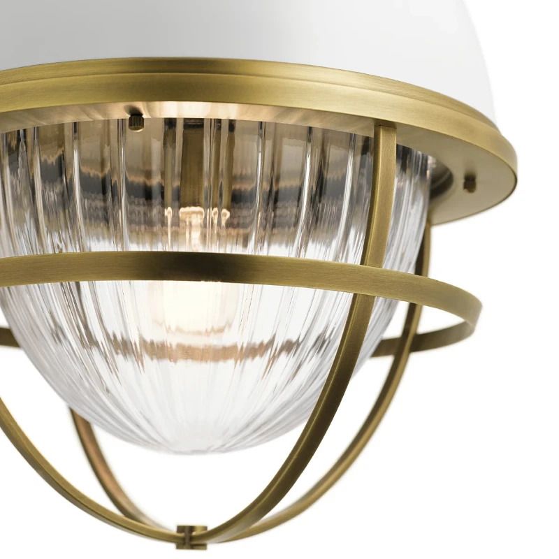 Kichler LED Hanglamp Tollis | 1X E27 Max 40W | Dimbaar | Natural Brass & White