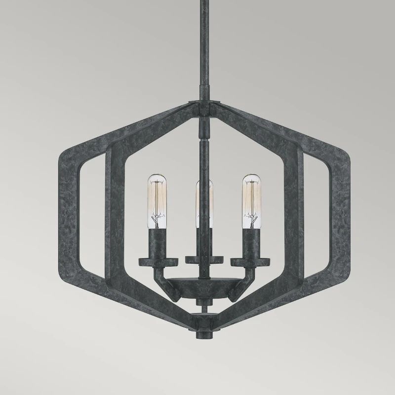 Quoizel LED Hanglamp Vanguard | 3X E14 Max 40W | Dimbaar | Old Black