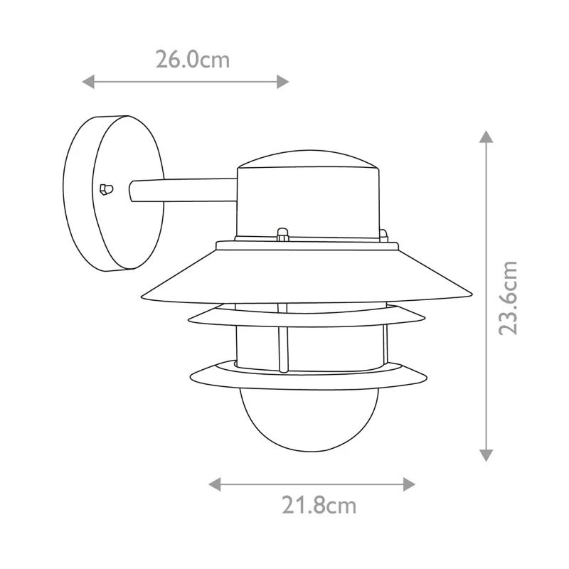 Elstead Lighting LED Wand Buitenlamp Copenhagen | 1X E27 Max 60W | IP44 | Dimbaar | Brushed 304 Stainless Steel