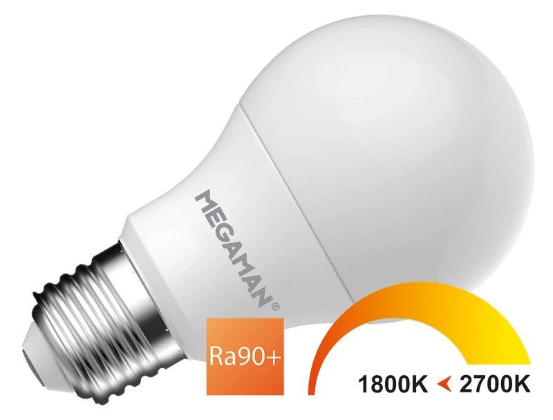 Megaman E27 LED Lamp | 8.2W 1800K/2700K 220V/240V | 918/927 Dimbaar | MM11076