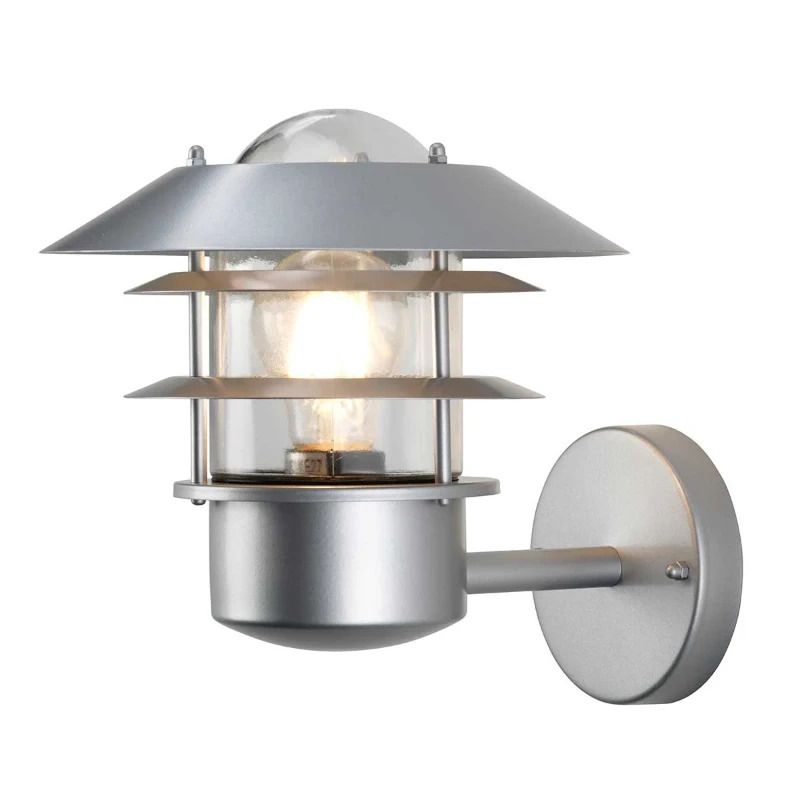 Elstead Lighting LED Wand Buitenlamp Helsingor | 1X E27 Max 60W | IP44 | Dimbaar | Silver