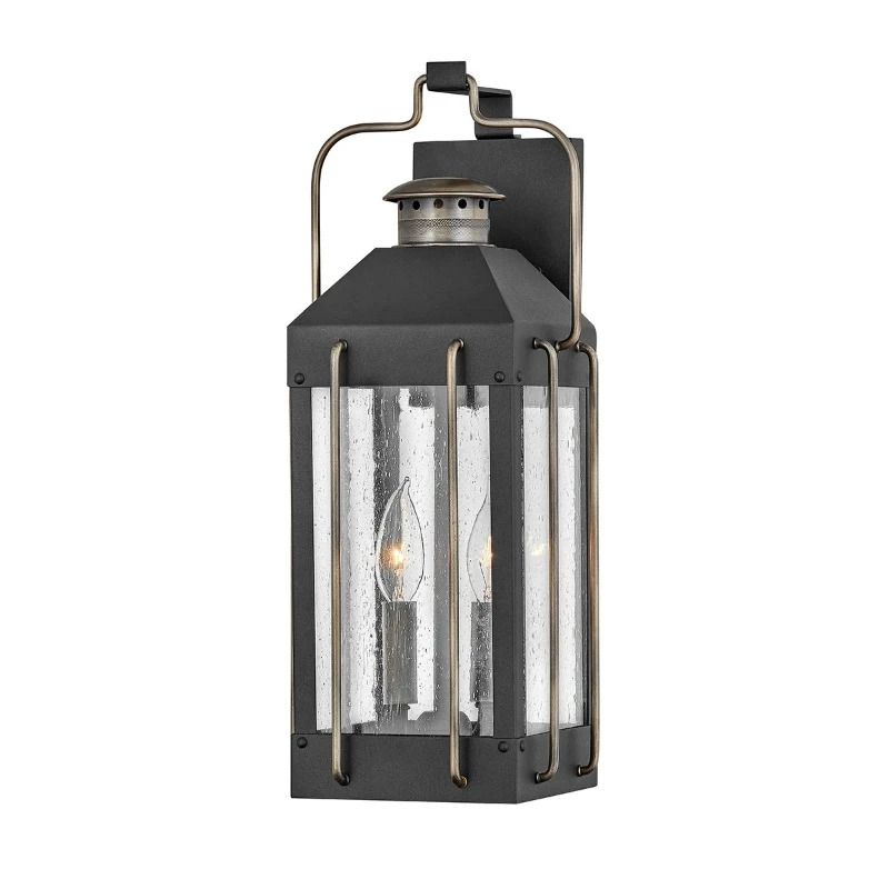Hinkley LED Wand Buitenlamp Fitzgerald | 2X E14 Max 40W | IP44 | Dimbaar | Textured Black with Burnished Bronze