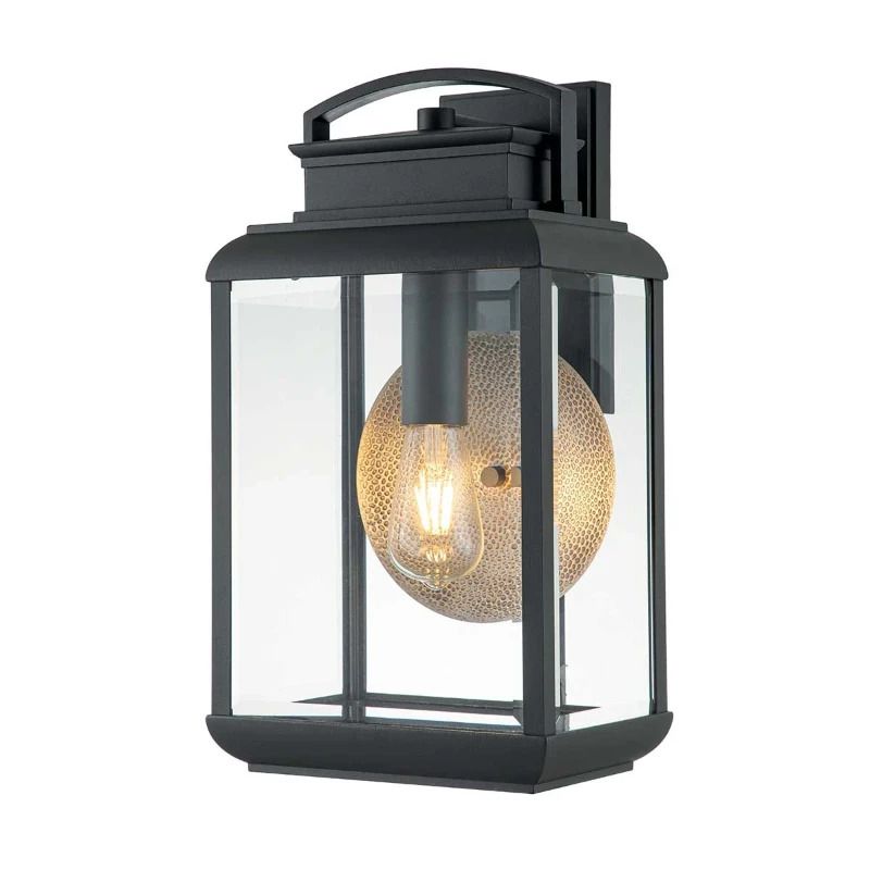 Quoizel LED Wand Buitenlamp Byron | 1X E27 Max 60W | IP44 | Dimbaar | Graphite with Pewter Reflector