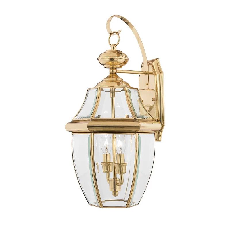Quoizel LED Wand Buitenlamp Newbury | 2X E14 Max 40W | IP44 | Dimbaar | Lacquered Polished Brass