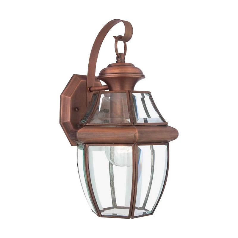 Quoizel LED Wand Buitenlamp Newbury | 1X E27 Max 60W | IP44 | Dimbaar | Lacquered Aged Copper