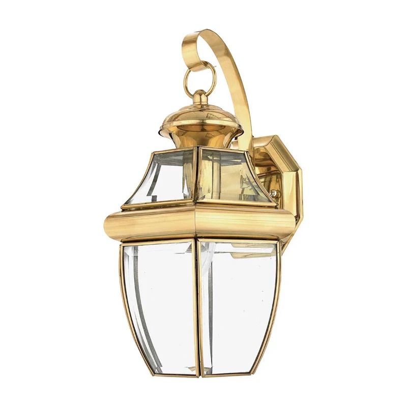 Quoizel LED Wand Buitenlamp Newbury | 1X E27 Max 60W | IP44 | Dimbaar | Lacquered Polished Brass