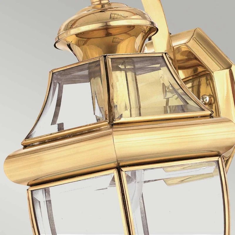 Quoizel LED Wand Buitenlamp Newbury | 1X E27 Max 60W | IP44 | Dimbaar | Lacquered Polished Brass