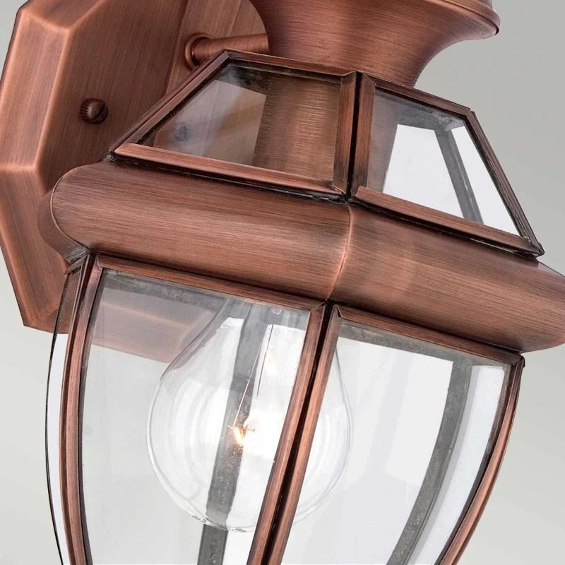 Quoizel LED Wand Buitenlamp Newbury | 1X E27 Max 60W | IP44 | Dimbaar | Lacquered Aged Copper