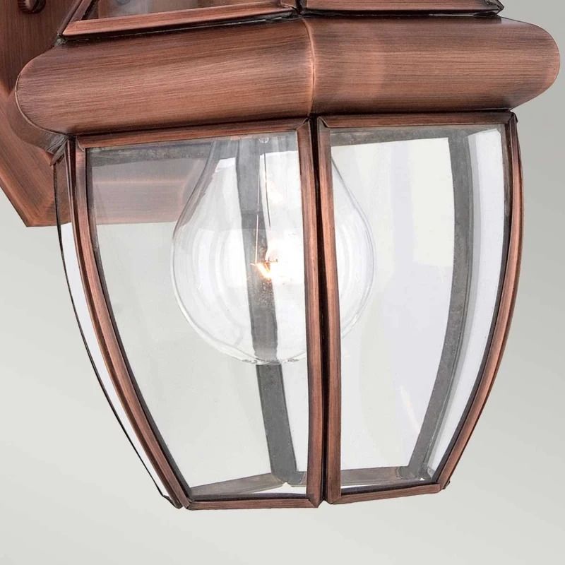 Quoizel LED Wand Buitenlamp Newbury | 1X E27 Max 60W | IP44 | Dimbaar | Lacquered Aged Copper