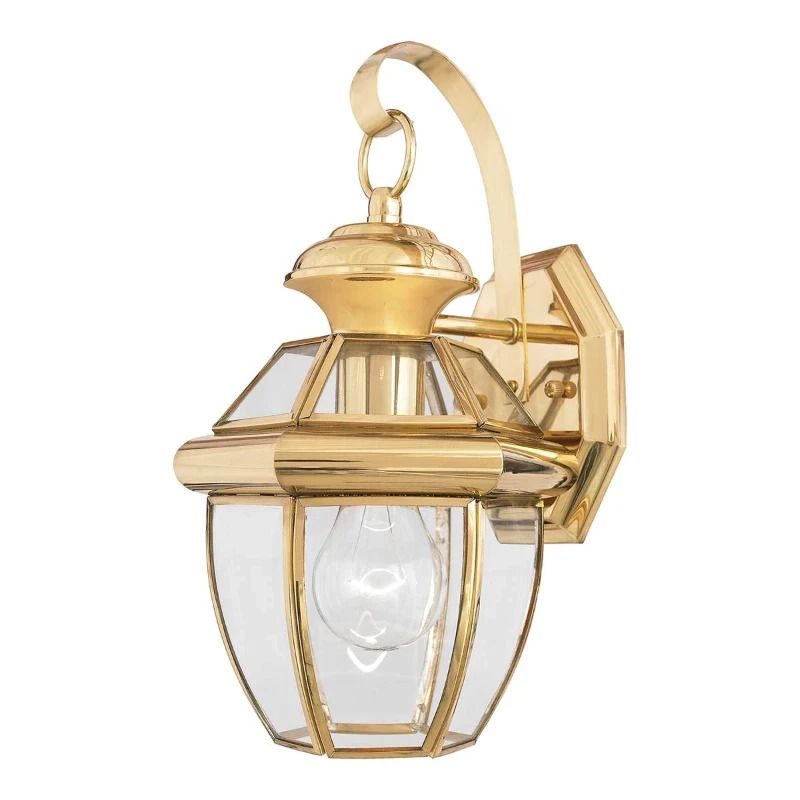 Quoizel LED Wand Buitenlamp Newbury | 1X E27 Max 60W | IP44 | Dimbaar | Lacquered Polished Brass