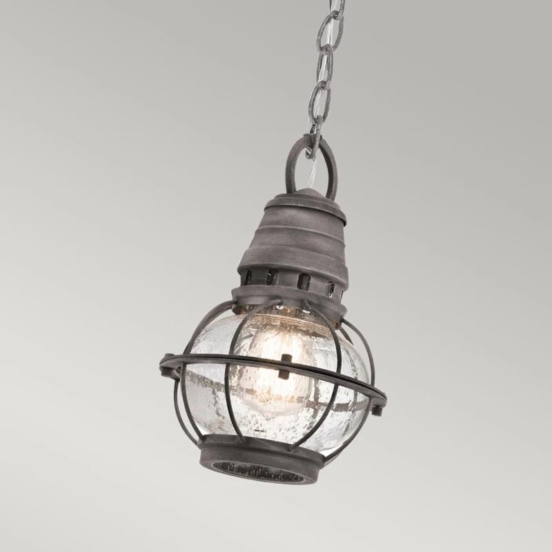 Kichler LED Buiten Hanglamp Bridge Point | 1X E27 Max 60W | IP44 | Dimbaar | Weathered Zinc
