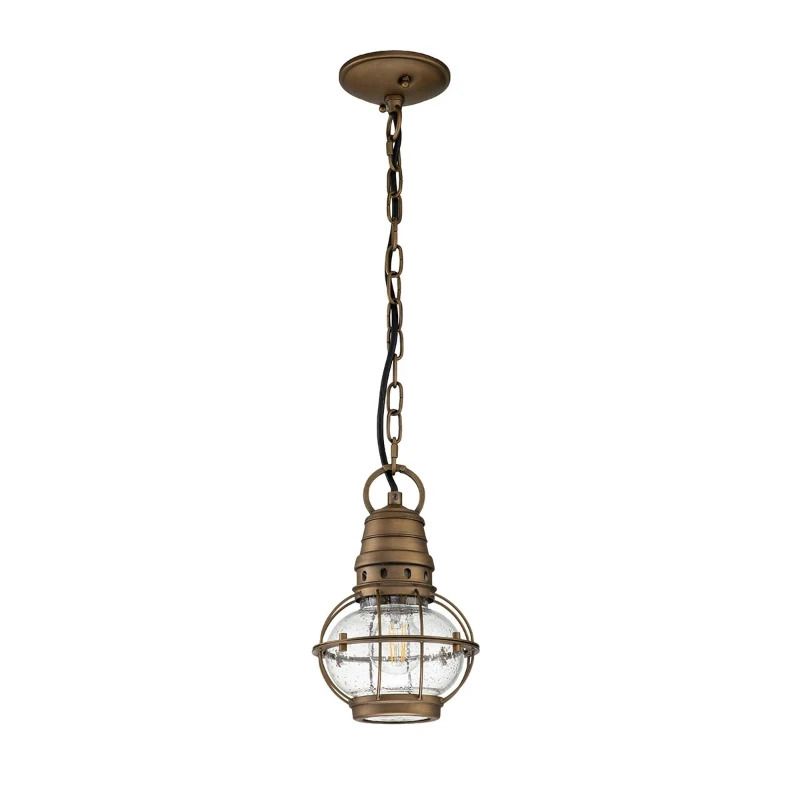 Kichler LED Buiten Hanglamp Bridge Point | 1X E27 Max 60W | IP44 | Dimbaar | Natural Brass