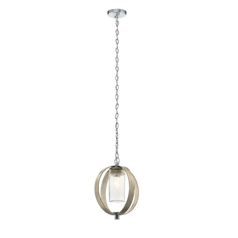 Kichler LED Buiten Hanglamp Grand Bank | 1X E27 Max 60W | IP44 | Dimbaar | Distressed Antique Grey & Brushed Aluminium