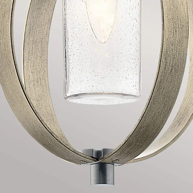 Kichler LED Buiten Hanglamp Grand Bank | 1X E27 Max 60W | IP44 | Dimbaar | Distressed Antique Grey & Brushed Aluminium