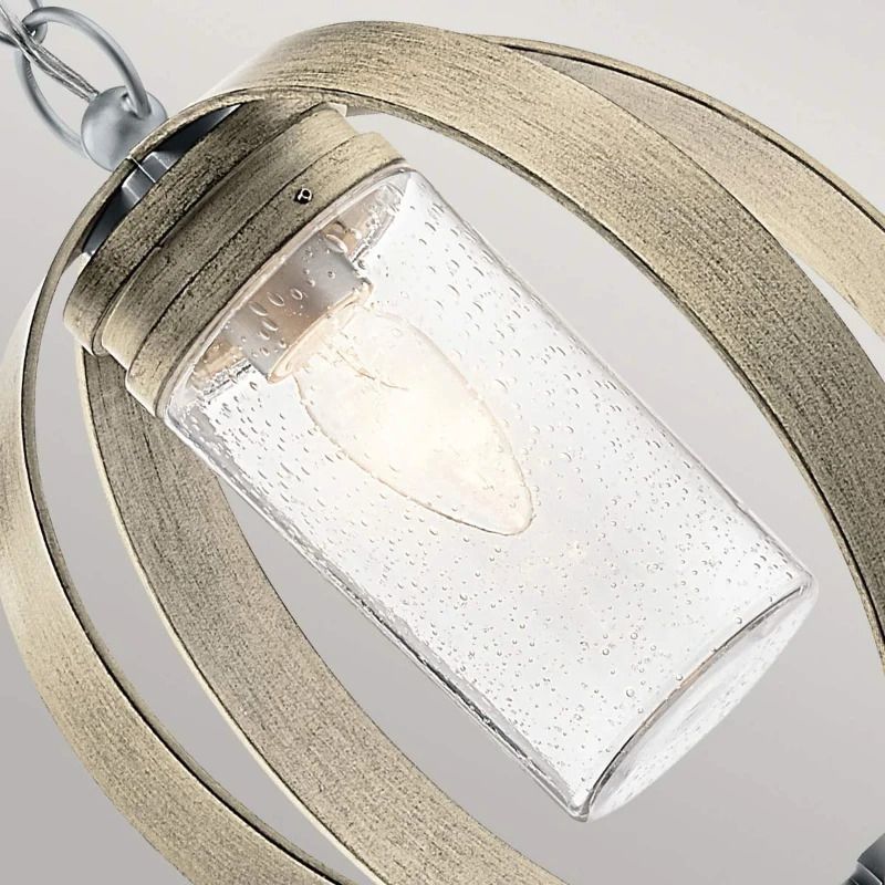 Kichler LED Buiten Hanglamp Grand Bank | 1X E27 Max 60W | IP44 | Dimbaar | Distressed Antique Grey & Brushed Aluminium
