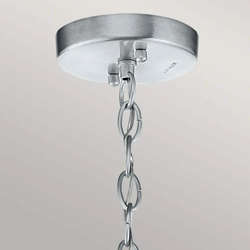 Kichler LED Buiten Hanglamp Grand Bank | 1X E27 Max 60W | IP44 | Dimbaar | Distressed Antique Grey & Brushed Aluminium