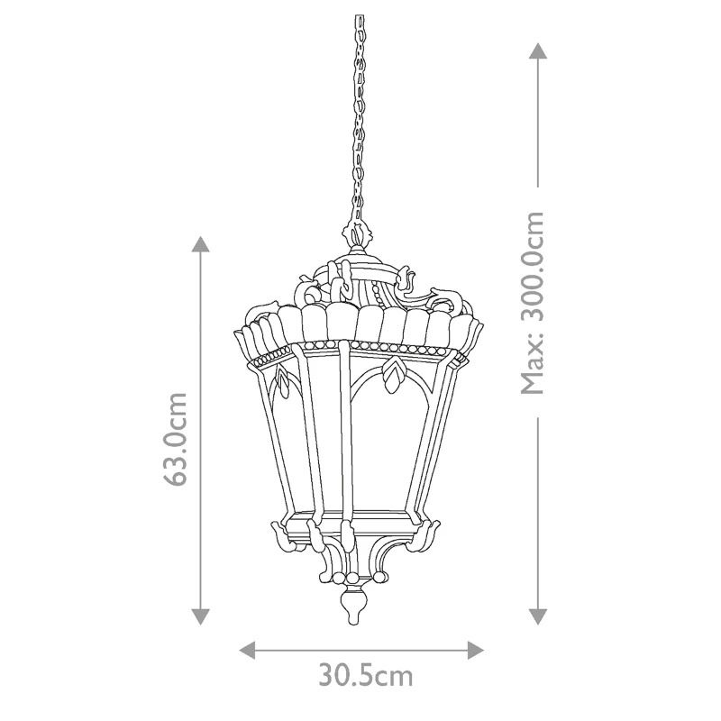 Kichler LED Buiten Hanglamp Tournai | 3X E14 Max 60W | IP44 | Dimbaar | Londonderry