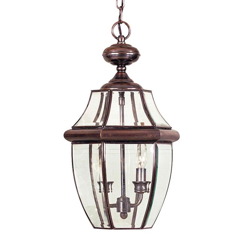 Quoizel LED Buiten Hanglamp Newbury | 2X E14 Max 60W | Dimbaar | Lacquered Aged Copper