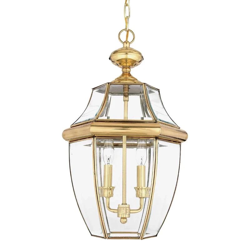 Quoizel LED Buiten Hanglamp Newbury | 2X E14 Max 60W | Dimbaar | Lacquered Polished Brass