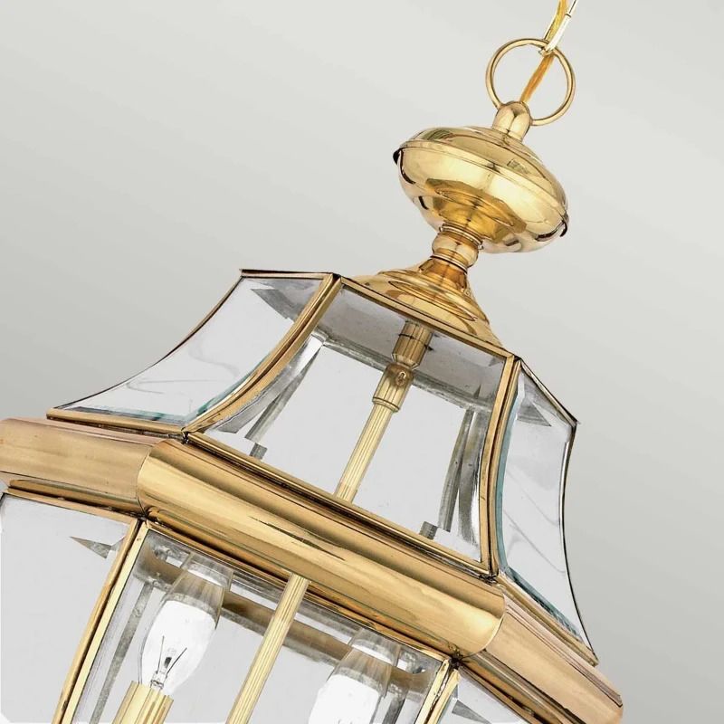 Quoizel LED Buiten Hanglamp Newbury | 2X E14 Max 60W | Dimbaar | Lacquered Polished Brass