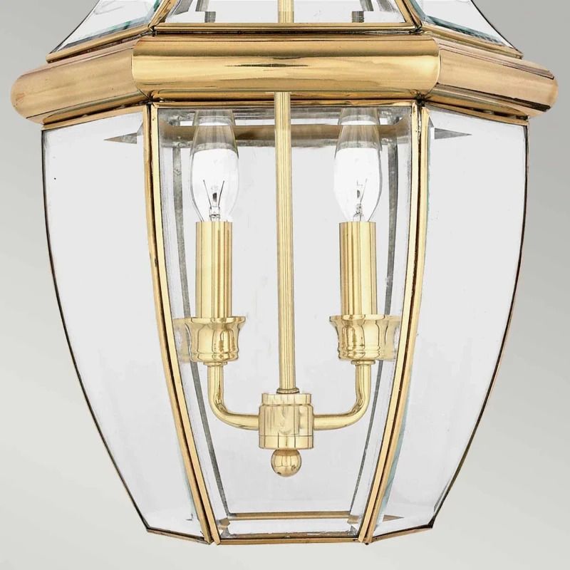 Quoizel LED Buiten Hanglamp Newbury | 2X E14 Max 60W | Dimbaar | Lacquered Polished Brass