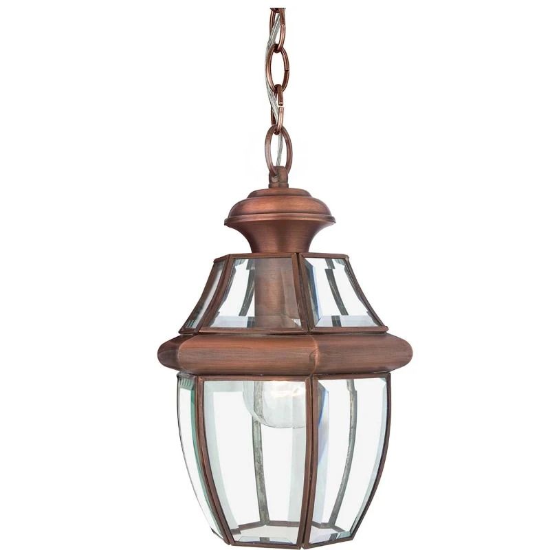 Quoizel LED Buiten Hanglamp Newbury | 1X E27 Max 60W | Dimbaar | Lacquered Aged Copper