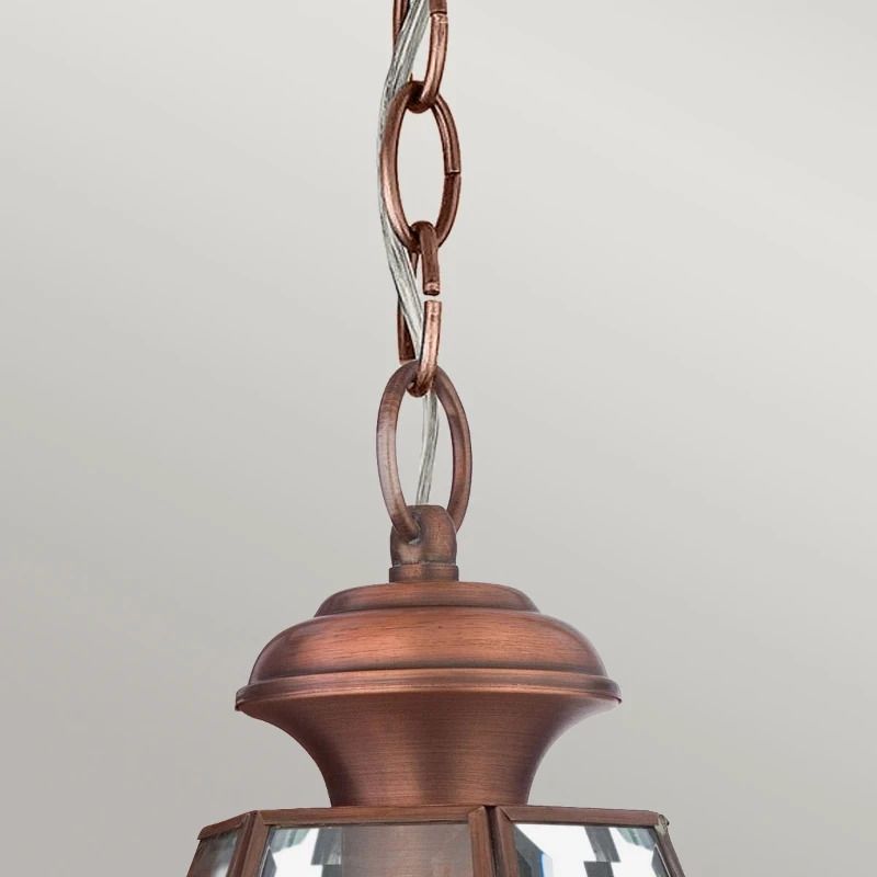 Quoizel LED Buiten Hanglamp Newbury | 1X E27 Max 60W | Dimbaar | Lacquered Aged Copper