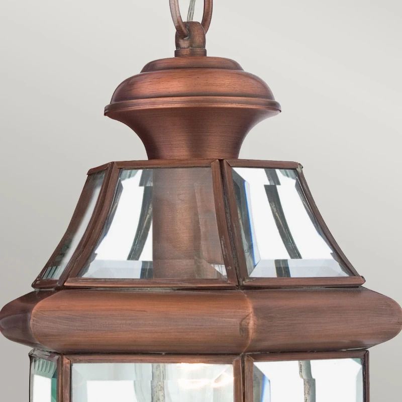 Quoizel LED Buiten Hanglamp Newbury | 1X E27 Max 60W | Dimbaar | Lacquered Aged Copper