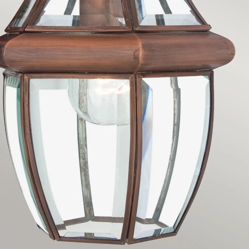 Quoizel LED Buiten Hanglamp Newbury | 1X E27 Max 60W | Dimbaar | Lacquered Aged Copper
