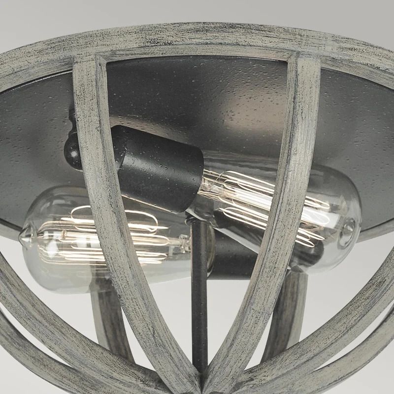 Feiss LED Plafondlamp Allier | 2X E27 Max 60W | Dimbaar | Weathered Oak Wood/Antique Forged Iron