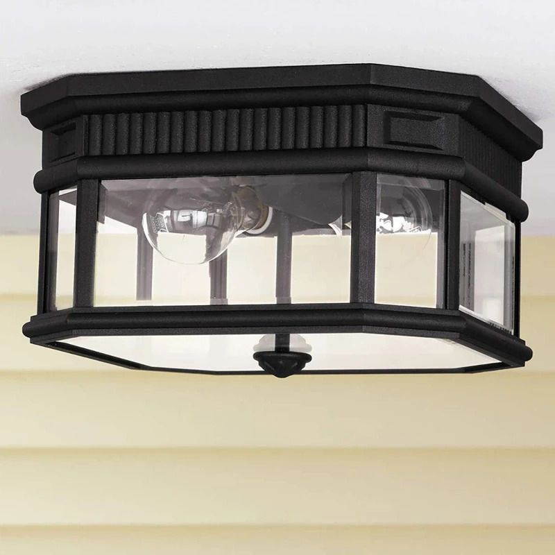 Feiss LED Plafond Buitenlamp Cotswold Lane | 2X E27 Max 60W | IP44 | Dimbaar | Black