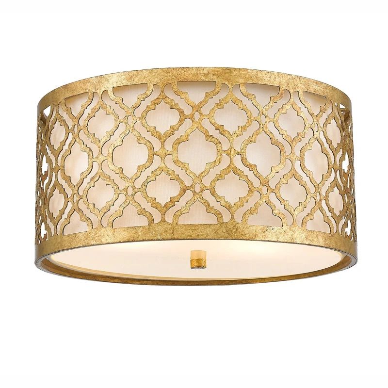 Gilded Nola LED Plafondlamp Arabella | 2X E27 Max 60W | Dimbaar | Distressed Gold, Ivory Shade