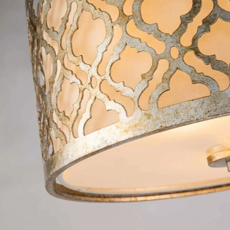 Gilded Nola LED Plafondlamp Arabella | 2X E27 Max 60W | Dimbaar | Distressed Gold, Ivory Shade