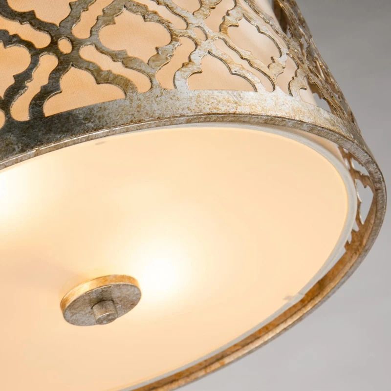 Gilded Nola LED Plafondlamp Arabella | 2X E27 Max 60W | Dimbaar | Distressed Gold, Ivory Shade