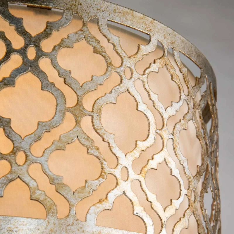Gilded Nola LED Plafondlamp Arabella | 2X E27 Max 60W | Dimbaar | Distressed Gold, Ivory Shade