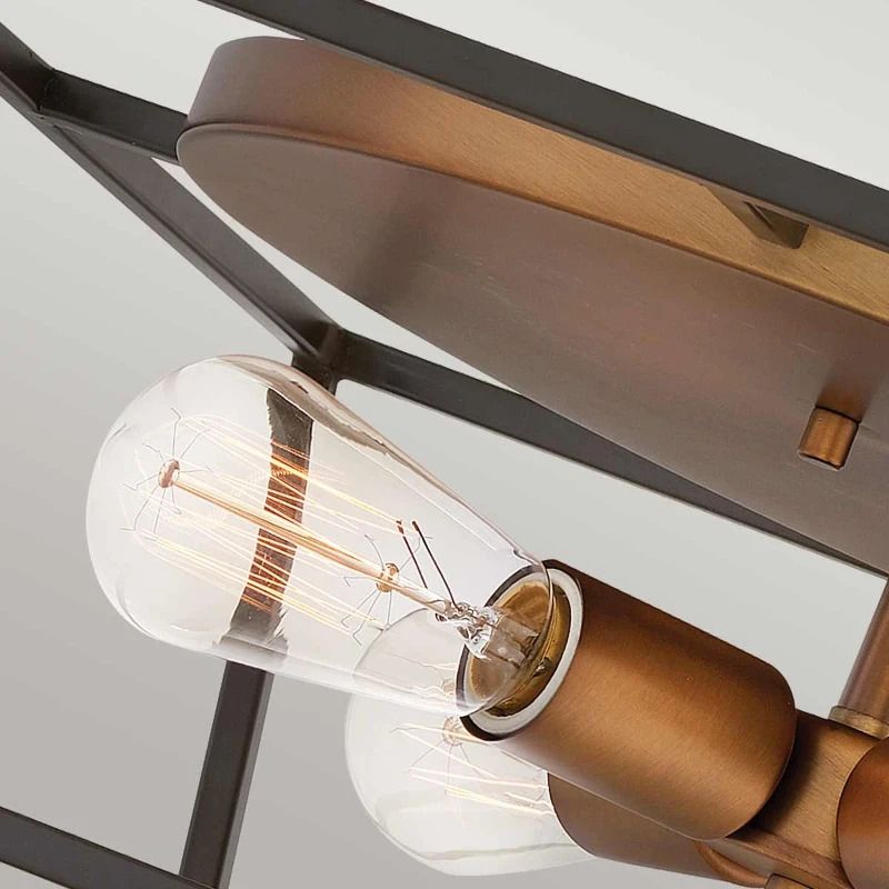 Hinkley LED Plafondlamp Fulton | 4X E27 Max 60W | Dimbaar | Bronze and Brass