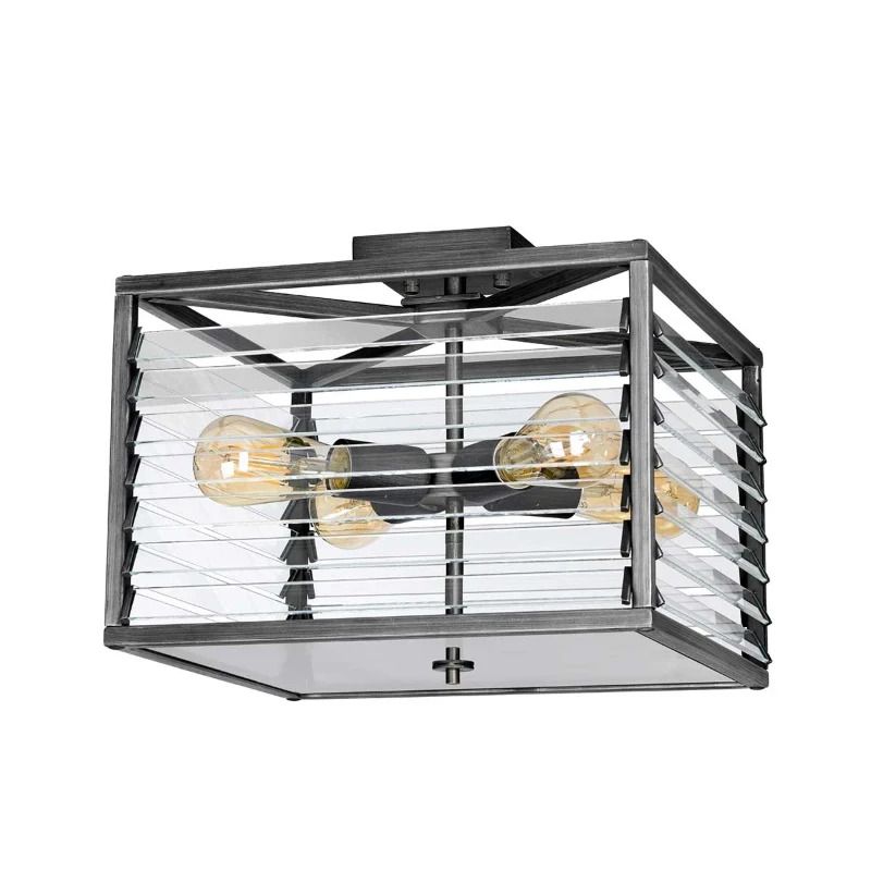 Elstead Lighting LED Plafondlamp Louvre | 4X E27 Max 60W | Dimbaar | Painted Gunmetal