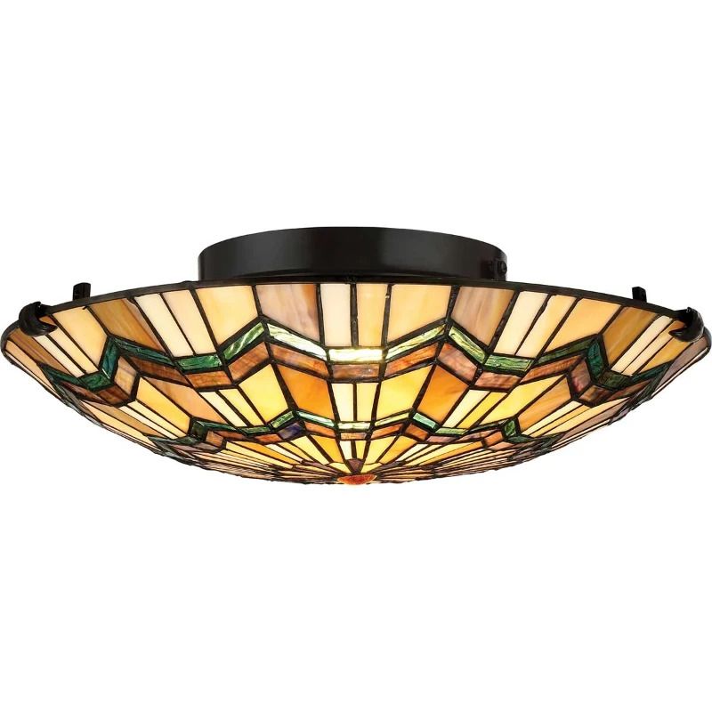 Quoizel Tifanny LED Plafondlamp Alcott | 2X E27 Max 60W | Dimbaar | Valiant Bronze