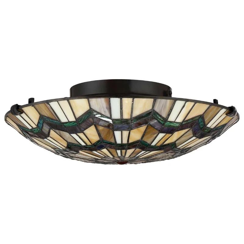 Quoizel Tifanny LED Plafondlamp Alcott | 2X E27 Max 60W | Dimbaar | Valiant Bronze
