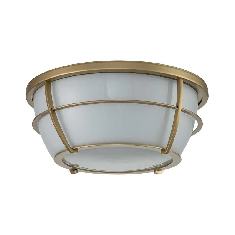Quoizel LED Plafond Badkamerlamp Chance | 2X E27 Max 60W | IP44 | Dimbaar | Painted Natural Brass