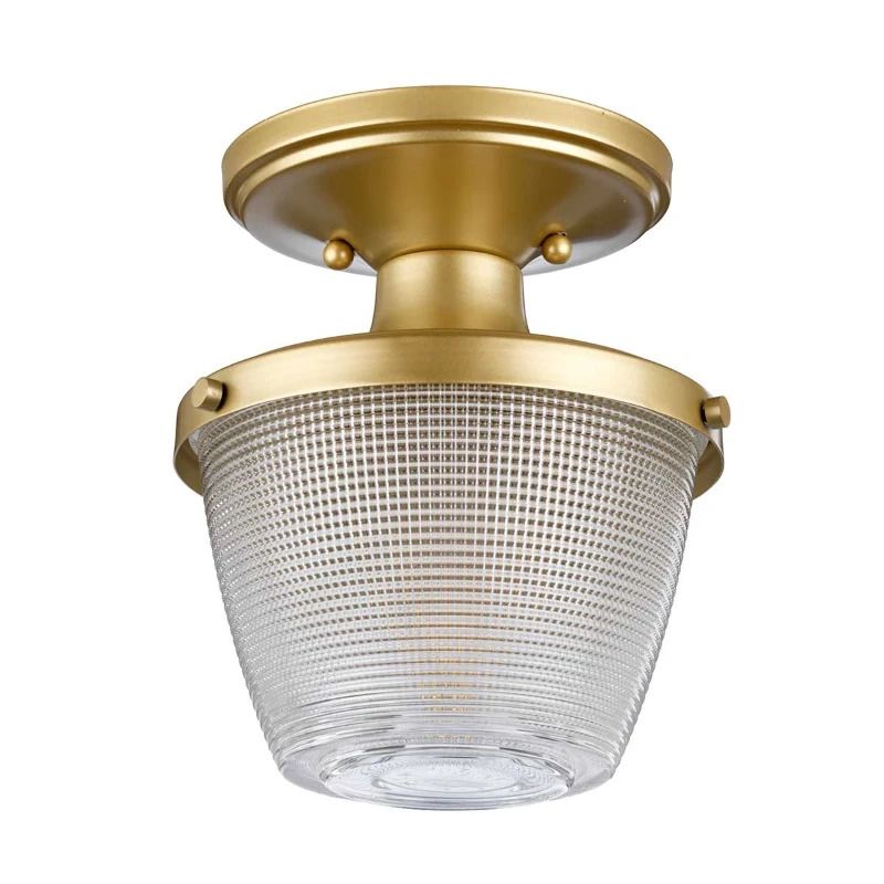 Quoizel LED Plafond Badkamerlamp Dublin | 1X E27 Max 40W | IP44 | Dimbaar | Painted Natural Brass