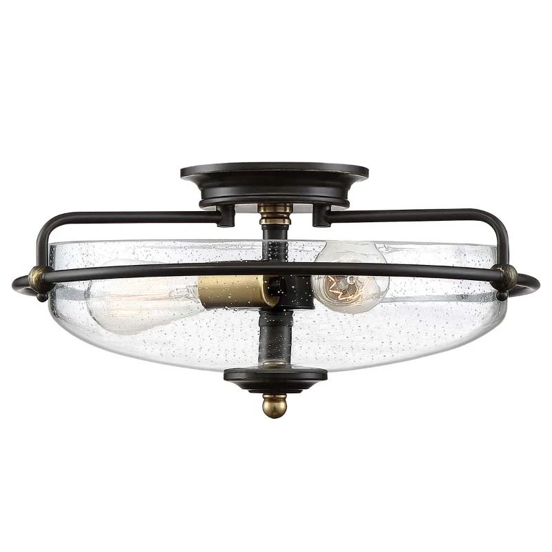Quoizel LED Plafondlamp Griffin | 3X E27 Max 60W | Dimbaar | Palladian Bronze with Weathered Brass Accents