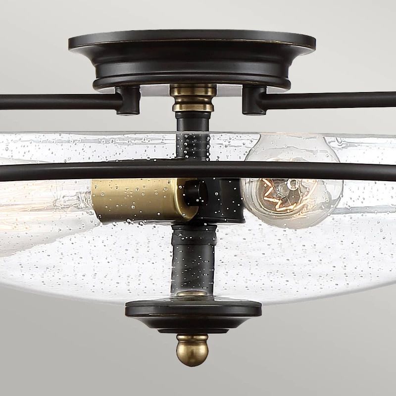 Quoizel LED Plafondlamp Griffin | 3X E27 Max 60W | Dimbaar | Palladian Bronze with Weathered Brass Accents