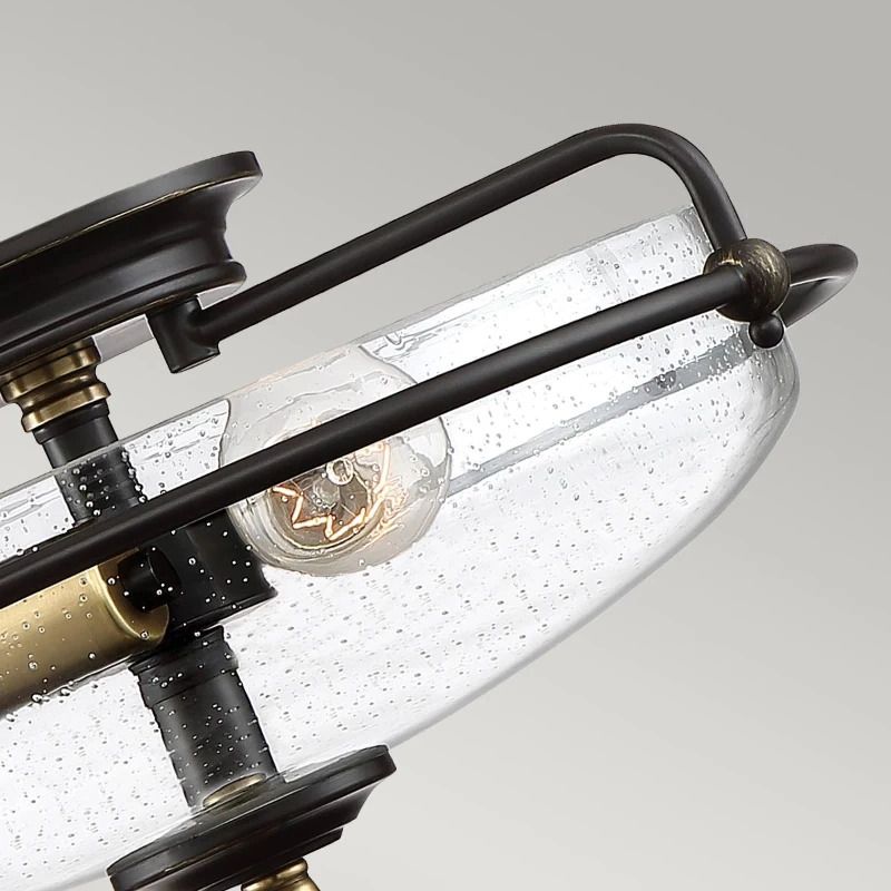 Quoizel LED Plafondlamp Griffin | 3X E27 Max 60W | Dimbaar | Palladian Bronze with Weathered Brass Accents