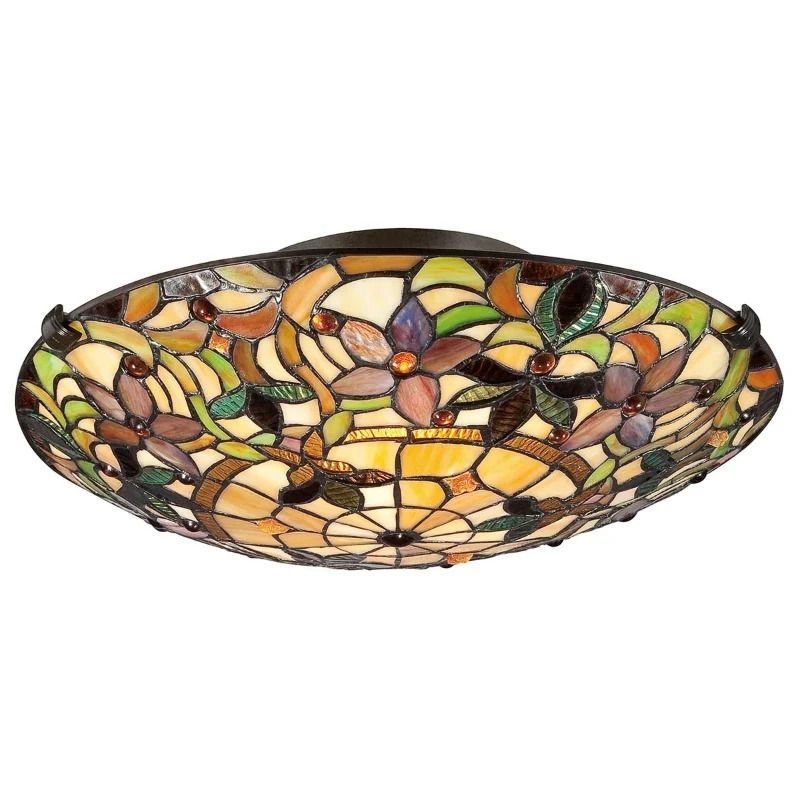 Quoizel Tifanny LED Plafondlamp Kami | 2X E27 Max 60W | Dimbaar | Vintage Bronze