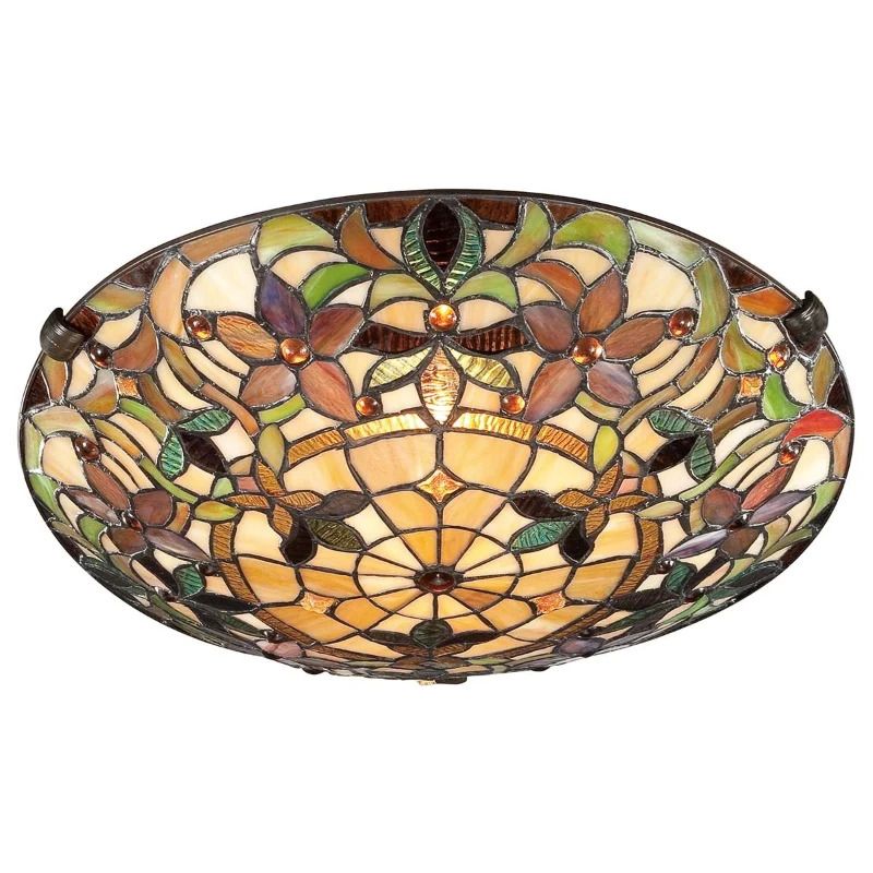 Quoizel Tifanny LED Plafondlamp Kami | 2X E27 Max 60W | Dimbaar | Vintage Bronze