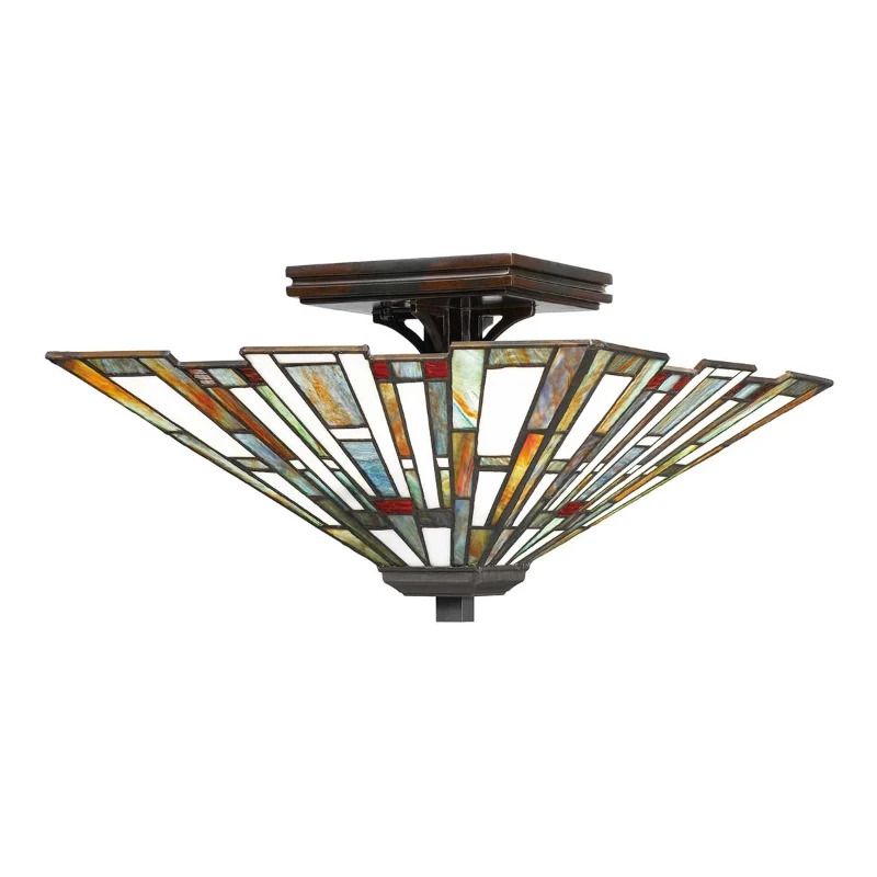 Quoizel Tifanny LED Plafondlamp Maybeck | 2X E27 Max 60W | Dimbaar | Valiant Bronze
